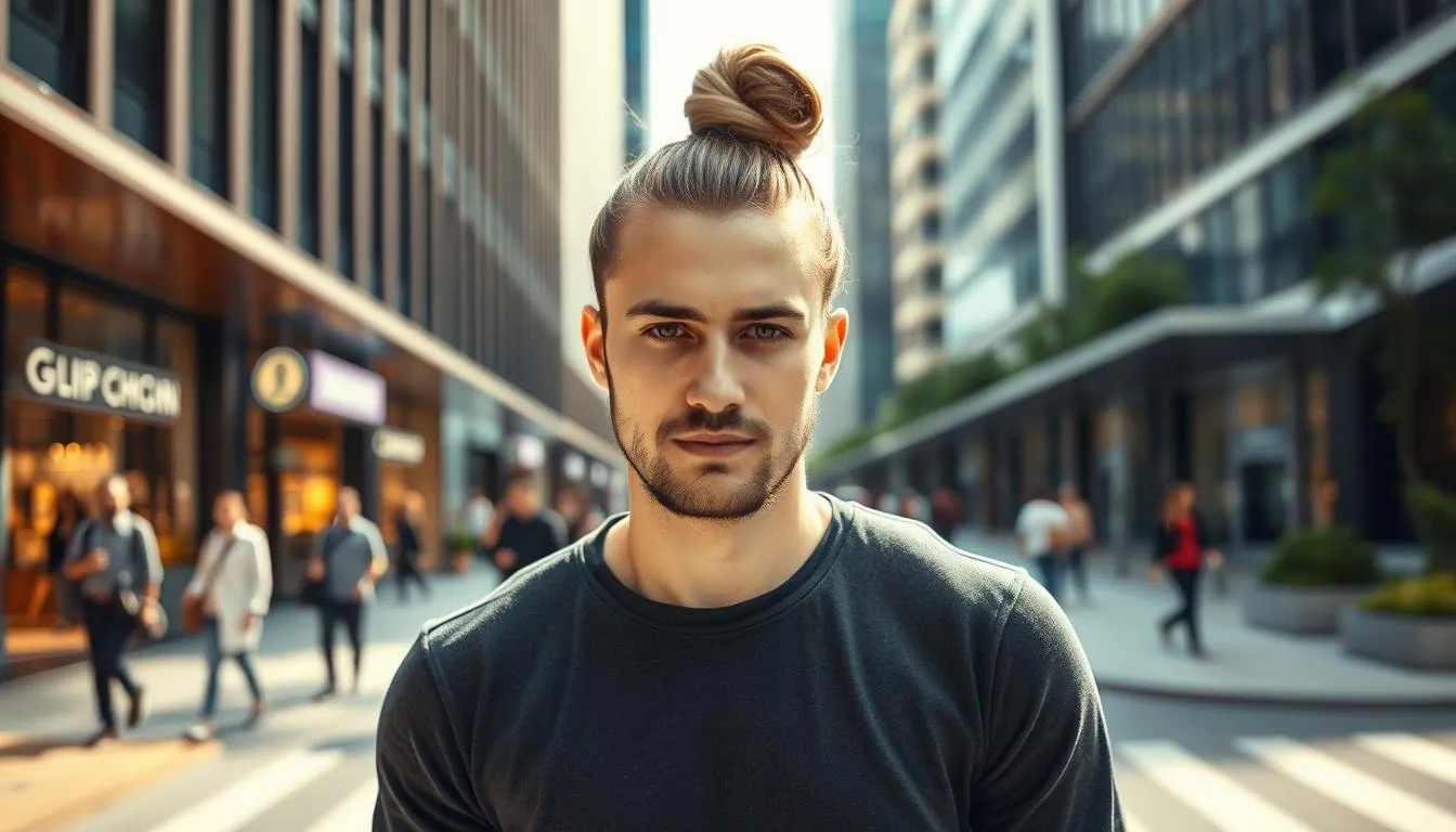 fryzura man bun