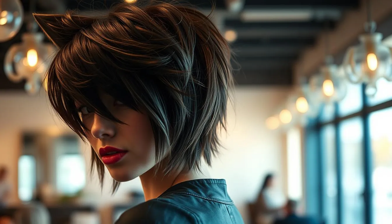 fryzura wolf cut